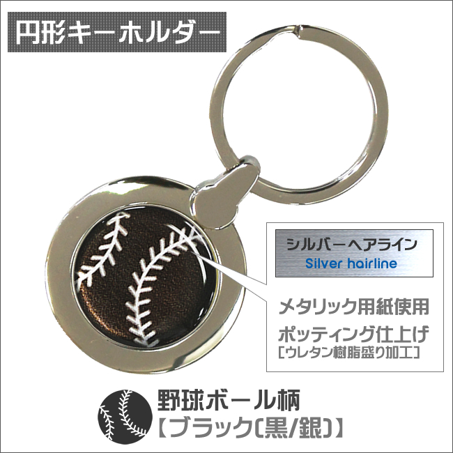 円形キーホルダー　野球ボール柄　仕様・サイズ