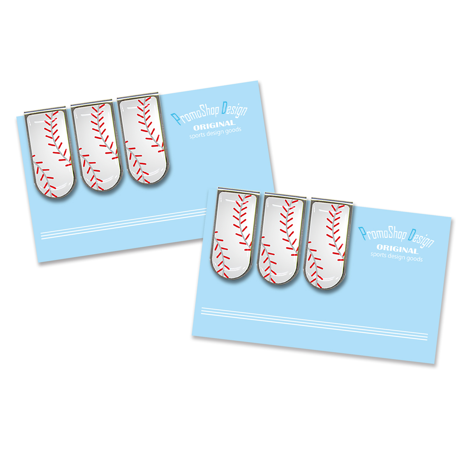 アートクリップ野球ボール柄(大)同柄3個×2セット