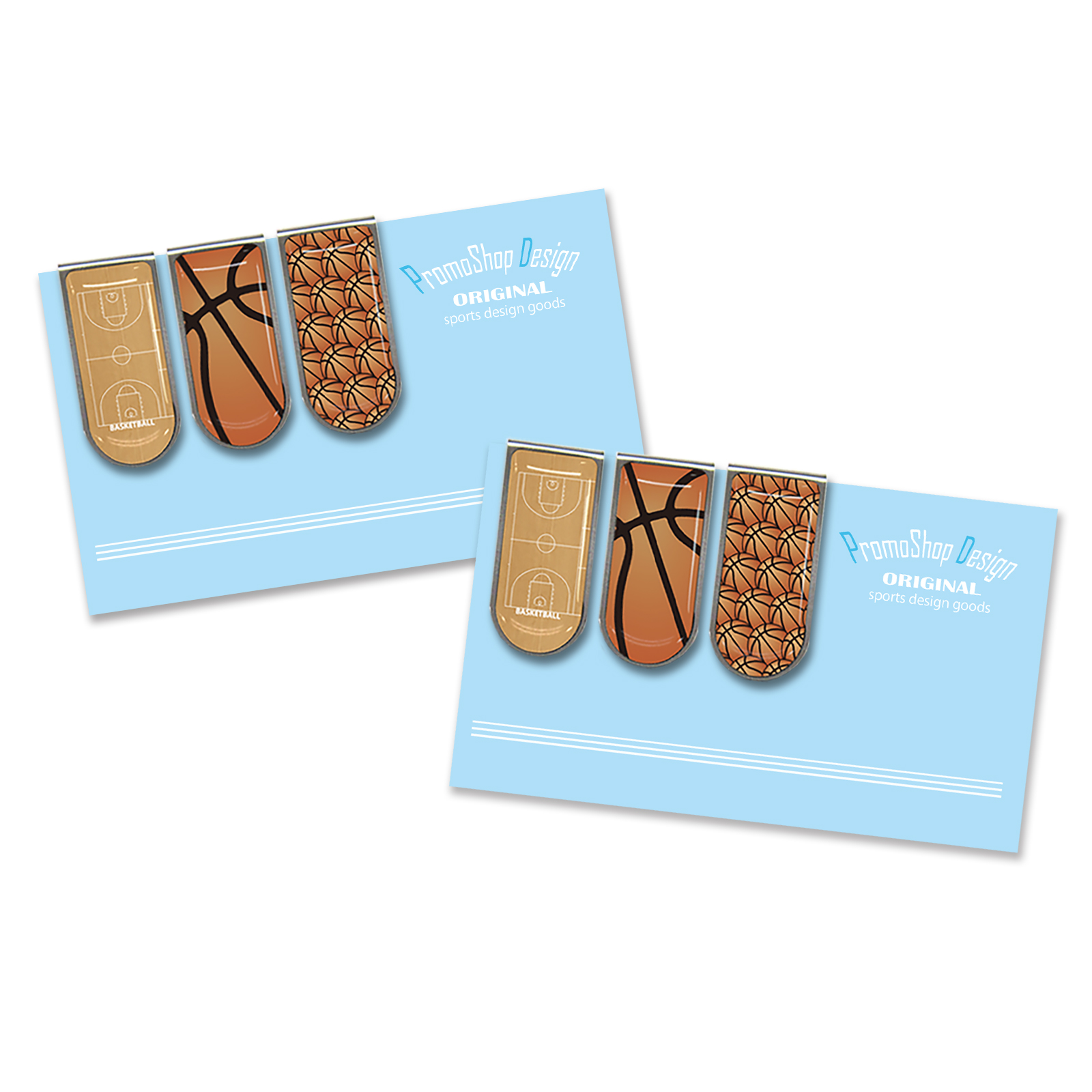 アートクリップバスケットボール柄(ボール大小,コート)別柄3個×2セット