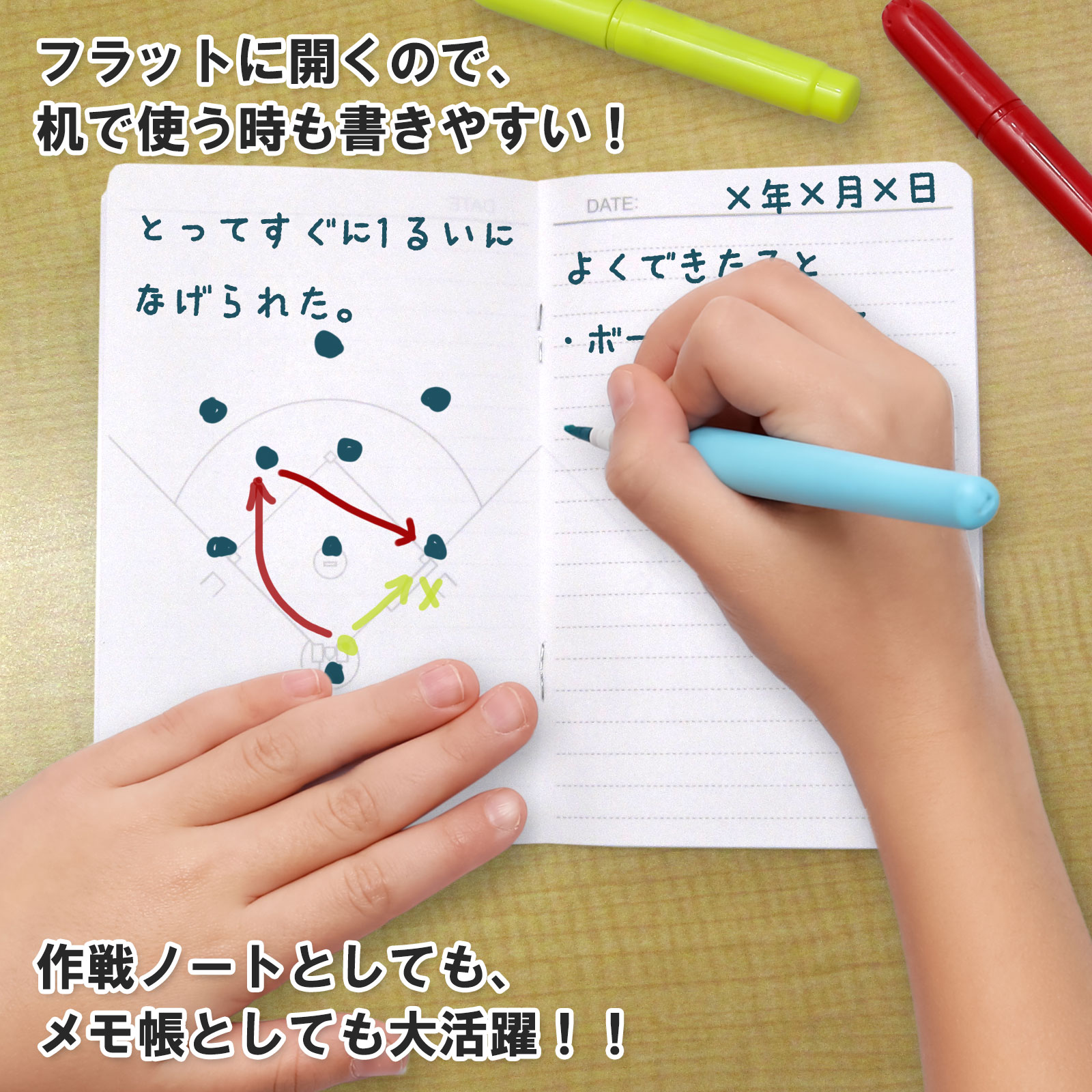 日本製 作戦ノート・野球ボール柄 2冊セット【A6サイズ・50