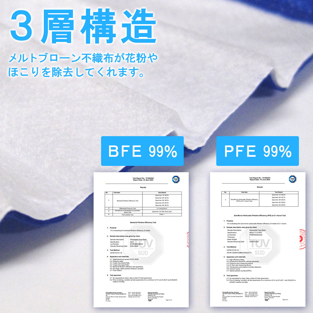 応援用カラーマスク　BFE99%　PEF99%